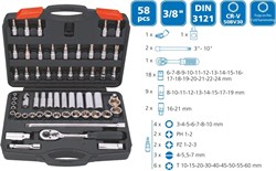 Набор торцевых головок Super-Ego 3/8" и бит, 58 шт SEH000800 - фото 119873