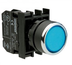 Нажимная кнопка EMAS круглая синяя 1НЗ B200DM - фото 323434