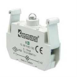 Блок-контакт подсветки EMAS с белым светодиодом 12-30В AC/DC B5 - фото 323444