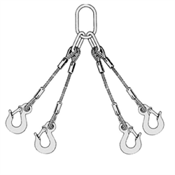 Строп канатный TOR 4СК г/п 2,5 т 1,0 м (опрессовка) крюки SALK