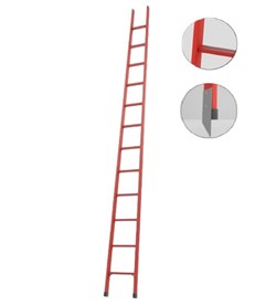 Лестница стеклопластиковая приставная Оникс ЛСП-4,4АМ металлические оконцеватели, с абразивным покрытием ступеней h=4400мм - фото 419214