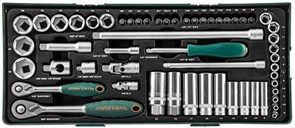 Набор торцевых головок Jonnesway 1/4", 3/8"DR 4-24 мм, 57 предметов в ложементе S04H3157ST