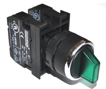 Переключатель EMAS 2-0-1 с подсветкой в 1 положении, светодиод 12-30V AC/DC, с фиксацией, зеленый 2НО B191SL31Y