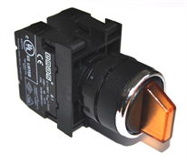 Переключатель EMAS 2-0-1 с подсветкой светодиод 100-230V AC, без фиксации, желтый 2НО B1S1SL32S