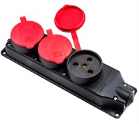 Трехместная розетка EMAS в резиновом корпусе 3x(3x25 A) EKS325PG30