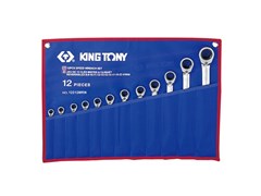 Набор комбинированных трещоточных ключей, 8-24 мм KING TONY 12212MRN