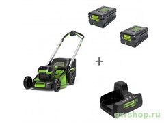Комплект: Газонокосилка самоходная аккумуляторная 60V GREENWORKS GD60LM51SP + 2 Аккумулятора G60B4 + Быстрое зарядное устройство G60DC10 Greenworks 25143071 Комплект: Газонокосилка самоходная аккумуляторная 60V GREENWORKS GD60LM51SP + 2 Аккумулятора G60B4 + Быстрое зарядное устройство G60DC10 Greenworks 25143071