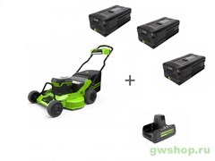Комплект: Газонокосилка аккумуляторная GREENWORKS, 82V, 76см, самоходная, бесщеточная, без АКБ и ЗУ + 3 Аккумулятора G82B5 + Зарядное устройство G82C2 Greenworks 25192071 Комплект: Газонокосилка аккумуляторная GREENWORKS, 82V, 76см, самоходная, бесщеточная, без АКБ и ЗУ + 3 Аккумулятора G82B5 + Зарядное устройство G82C2 Greenworks 25192071