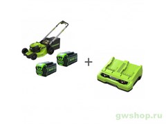 Комплект: Газонокосилка аккумуляторная Самоходная 40V GREENWORKS GD40LM48SP + Два аккумулятора G40B5 + ЗУ G40UC8 в подарок (кол-во ограничено) Greenworks 2517407promo, 2938807 Комплект: Газонокосилка аккумуляторная Самоходная 40V GREENWORKS GD40LM48SP + Два аккумулятора G40B5 + ЗУ G40UC8 в подарок (кол-во ограничено) Greenworks 2517407promo, 2938807